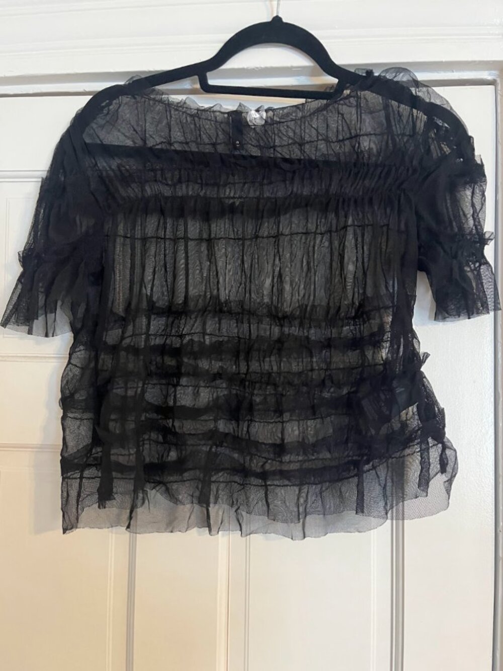DIVIDED Black Sheer Ruffle Top